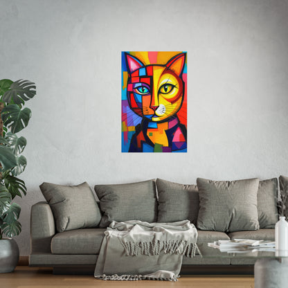 Cubist Cat Portrait - Vibrant Abstract Expression