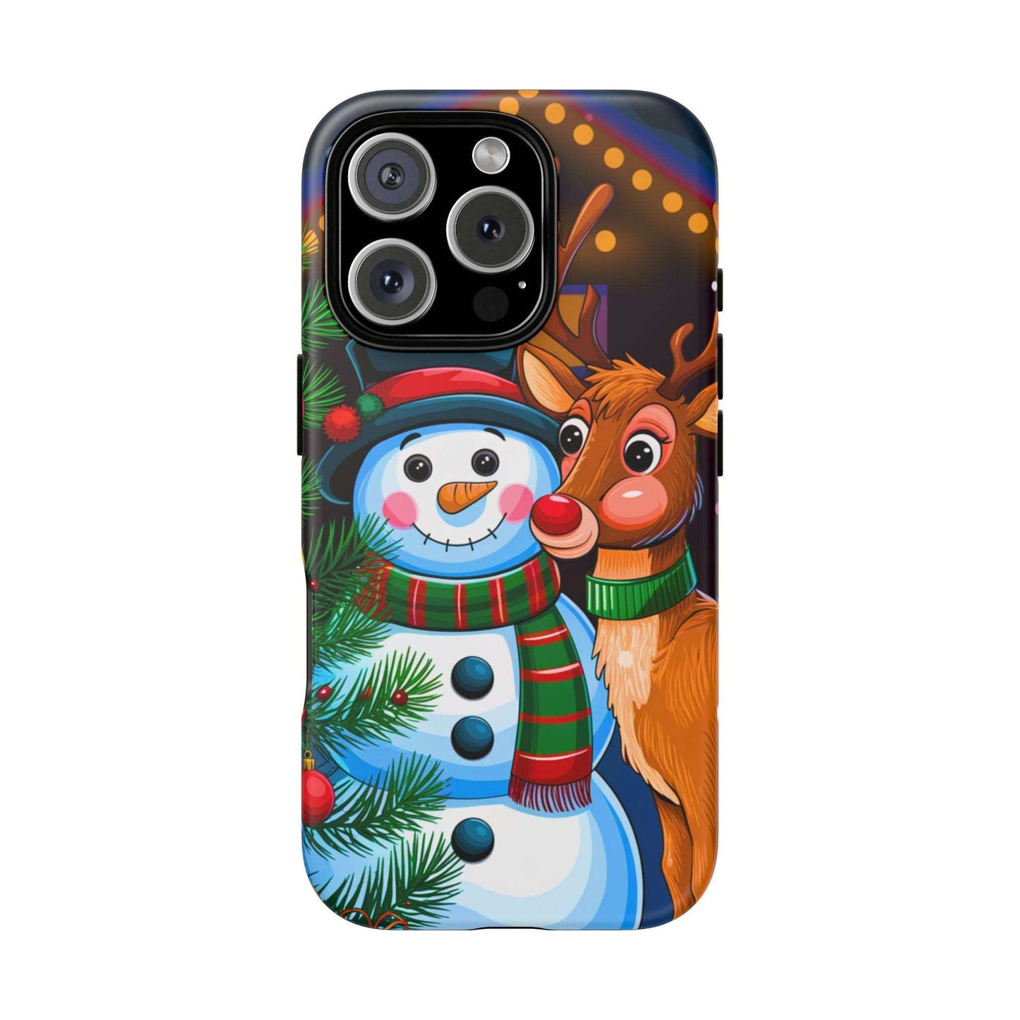 Festive Snowman and Reindeer Christmas Phone Case