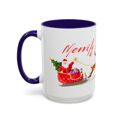 Merrily On High! Santa & Reindeer Mug