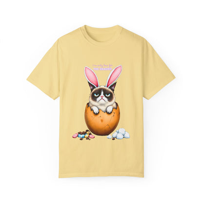 Comfort Colors 1717 Unisex Garment-Dyed T-shirt - “I’m Only Here for the Snacks” Funny Easter Bunny Cat Tee