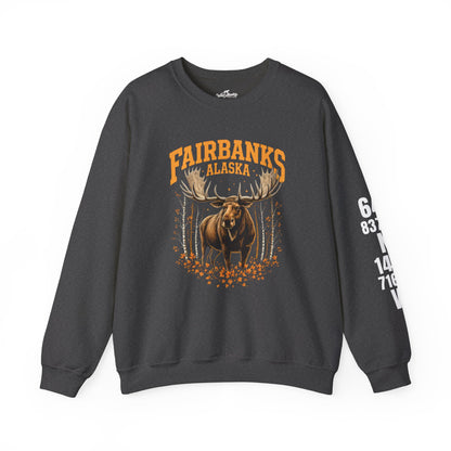 Fairbanks Moose Cotton Crewneck Sweatshirt | Wild Alaska Series Edition 🦌🍁