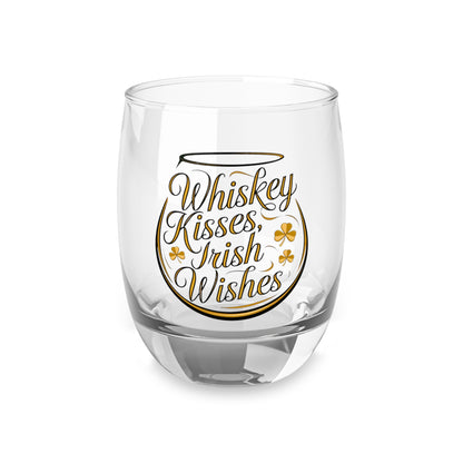 Whiskey Kisses Irish Wishes - St. Patrick's Day Whiskey Glass Design