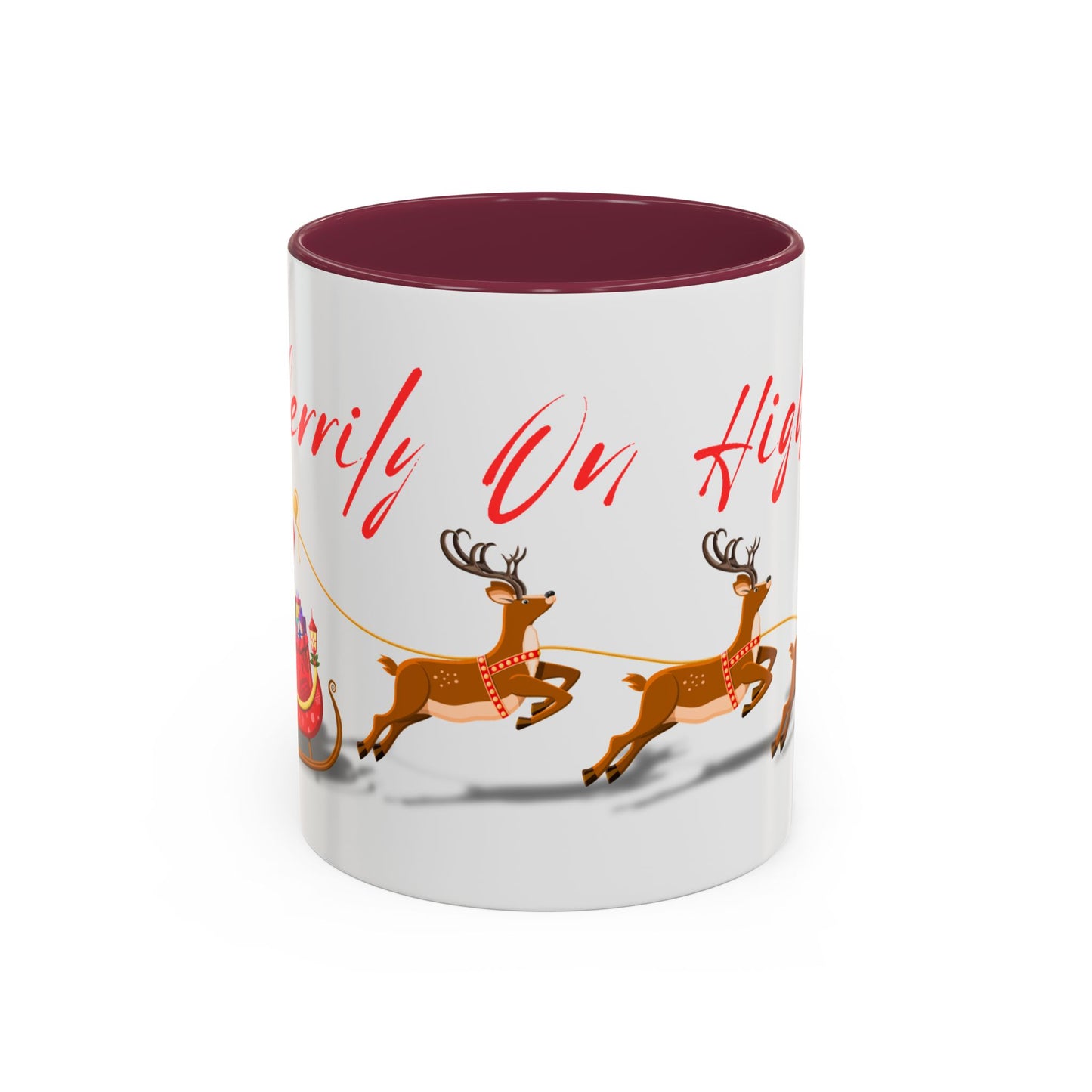 Merrily On High! Santa & Reindeer Mug