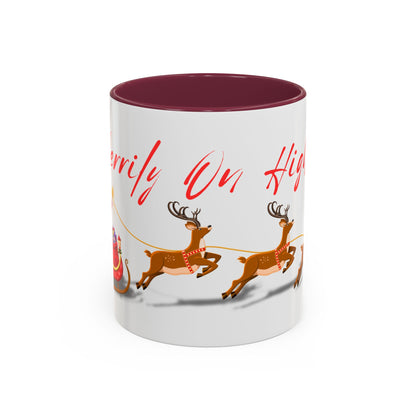 Merrily On High! Santa & Reindeer Mug