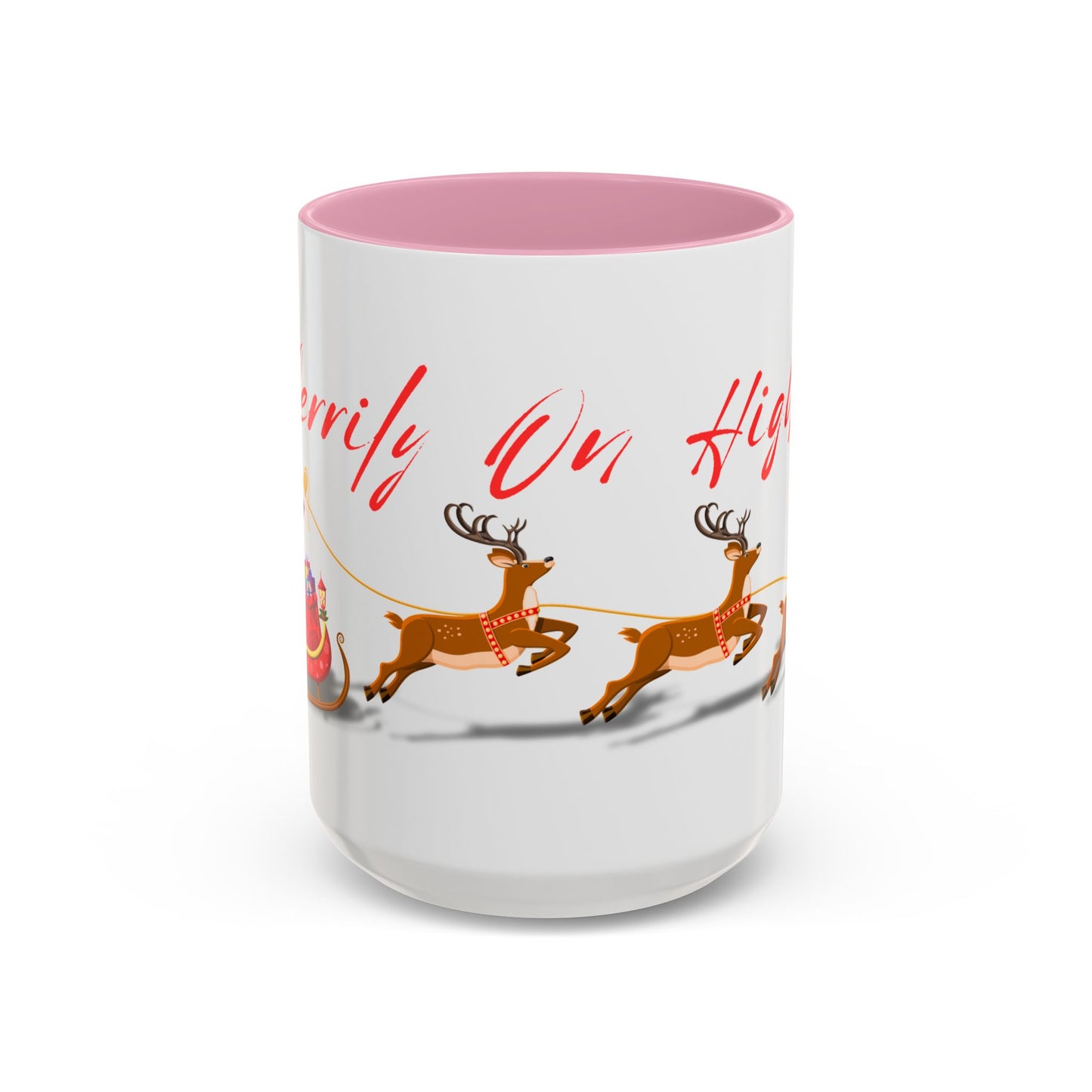 Merrily On High! Santa & Reindeer Mug