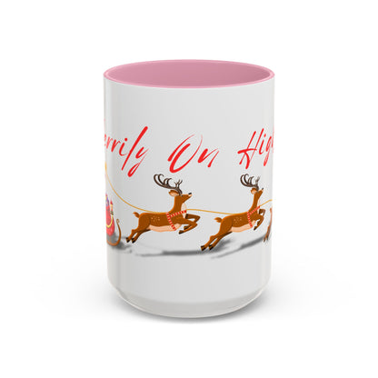 Merrily On High! Santa & Reindeer Mug