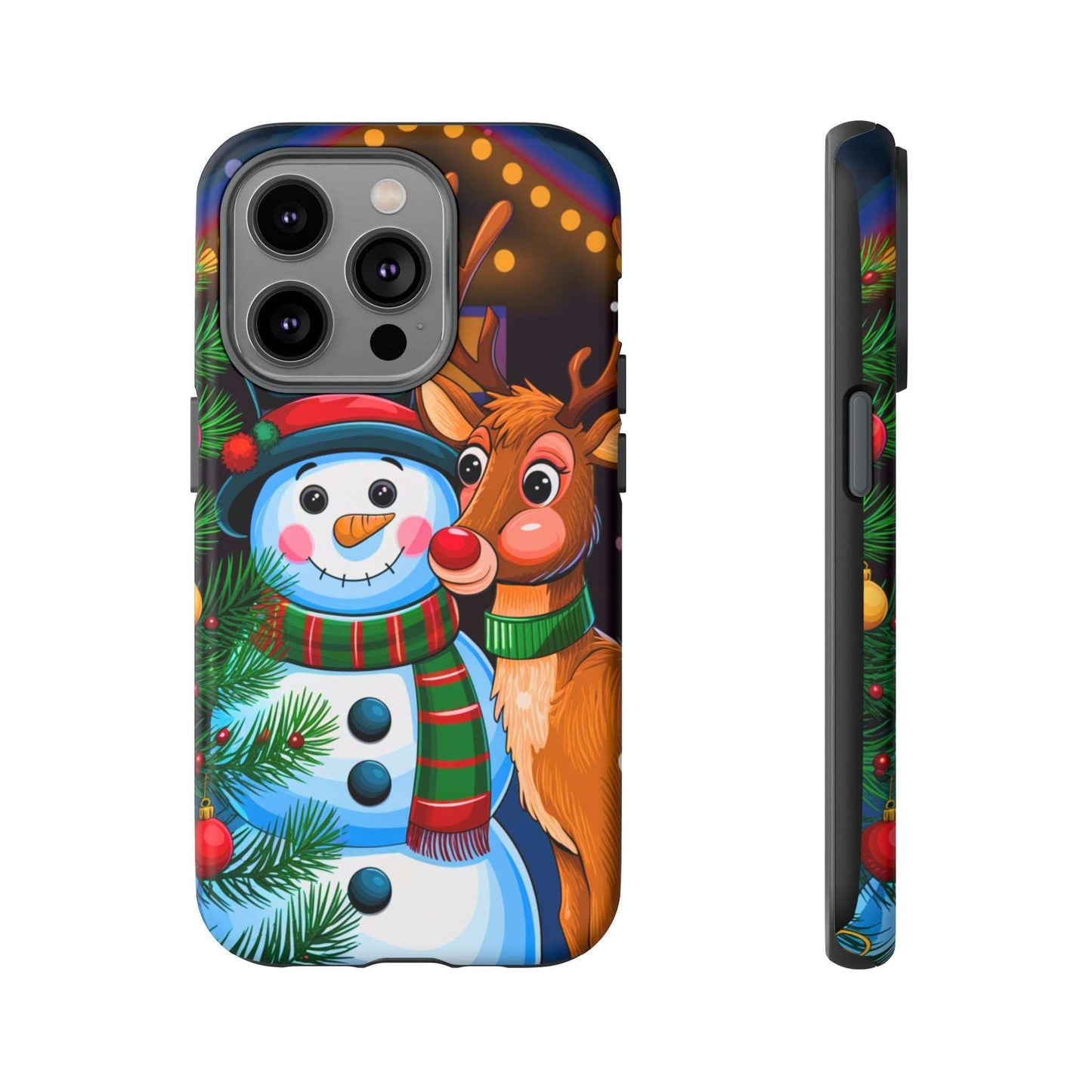 Festive Snowman and Reindeer Christmas Phone Case