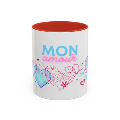 Mon amour/Pour toujours Valentine's Day Mug Set– Romantic French Gift for Couples [1 of 2] (11oz, 15oz)