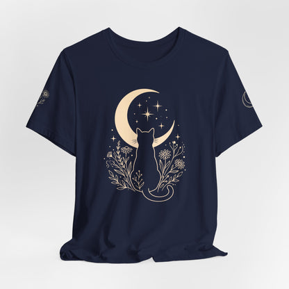 Moon Garden Watcher Cat Celestial Tee