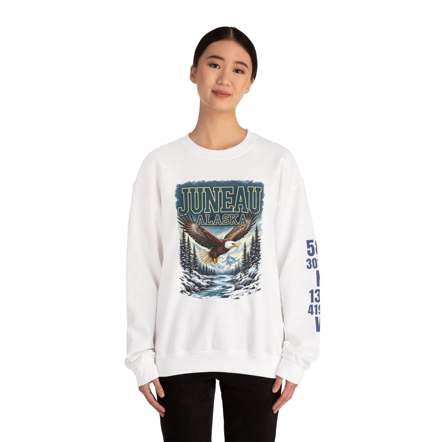 Juneau Bald Eagle Cotton Crewneck Sweatshirt | Wild Alaska Series Edition 🦅🌲❄️