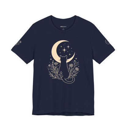 Moon Garden Watcher Cat Celestial Tee