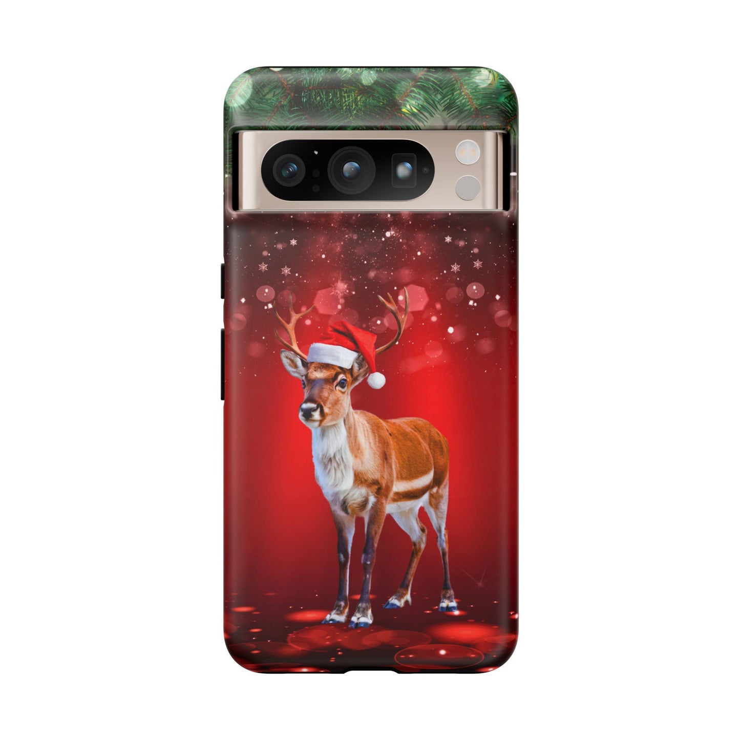 Festive Reindeer No.1 – Santa Hat with Holiday Lights Design for iPhone, Samsung & Google Models