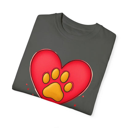 Comfort Colors 1717 Unisex Garment-Dyed T-shirt - "You’re Pawfect!" Adorable Heart and Paw Valentine's Day Design [Color Set 2]