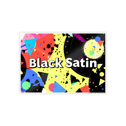 Jazz-Inspired Glossy Poster Art | Black Satin Layers