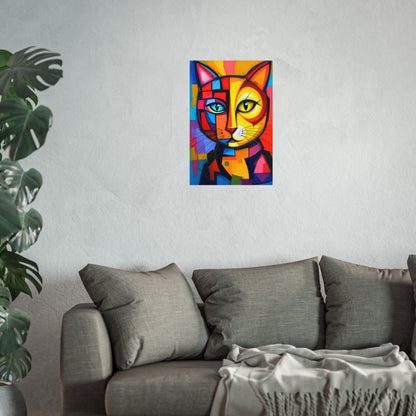 Cubist Cat Portrait - Vibrant Abstract Expression