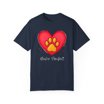 Comfort Colors 1717 Unisex Garment-Dyed T-shirt - "You’re Pawfect!" Adorable Heart and Paw Valentine's Day Design [Color Set 2]