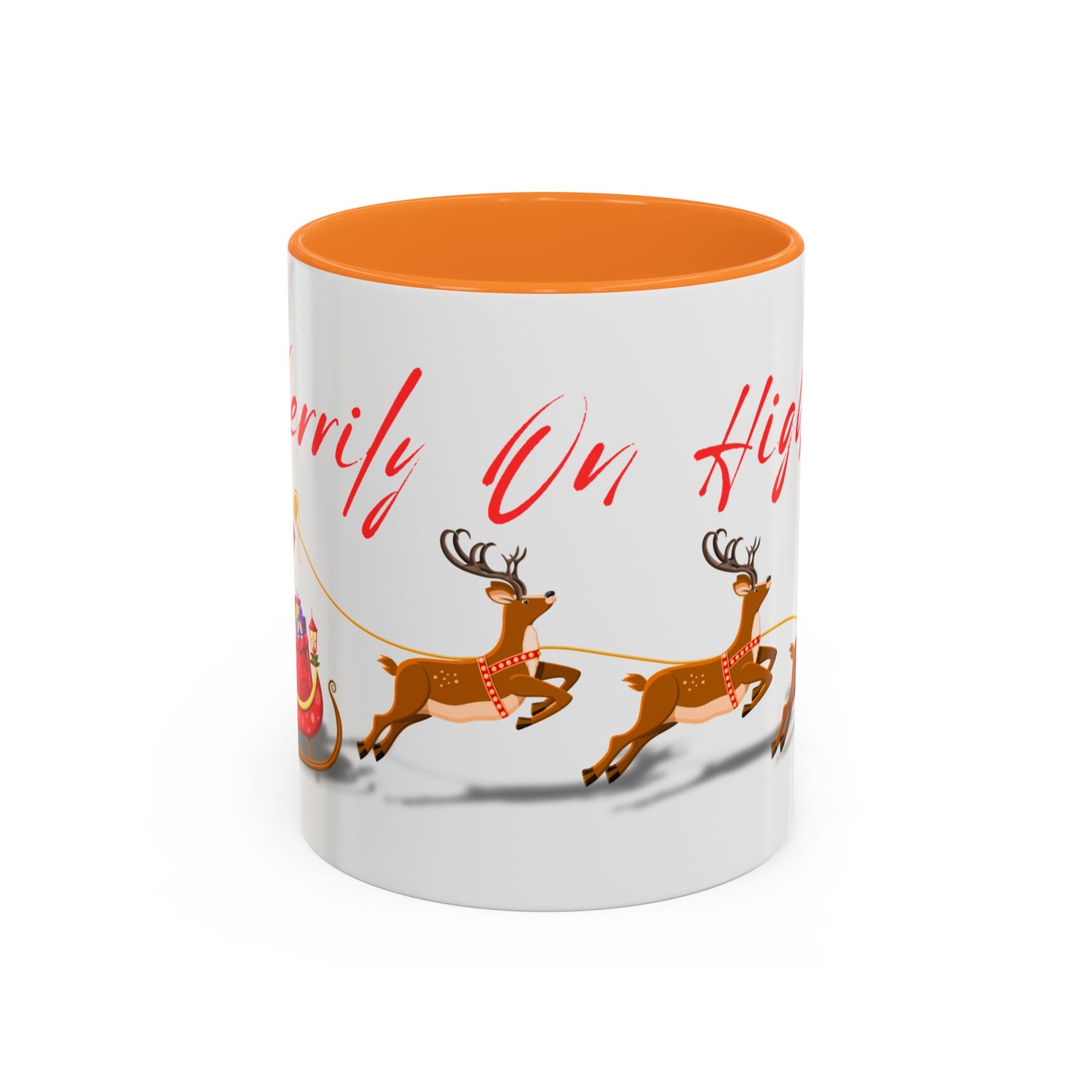 Merrily On High! Santa & Reindeer Mug