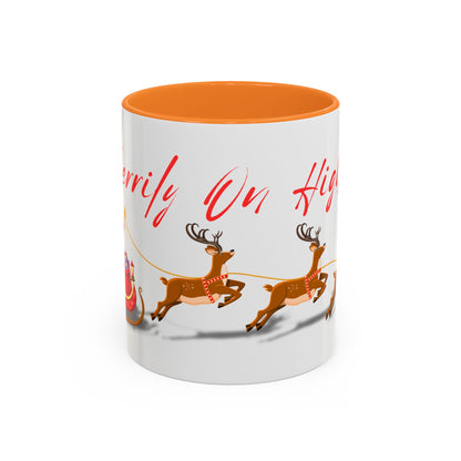Merrily On High! Santa & Reindeer Mug