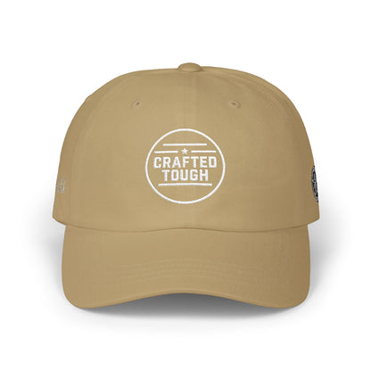 Beige cap with 'Crafted Tough' logo on a white background