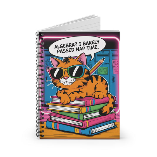 Too Cool For Math Cat | Retro Cartoon Spiral Notebook