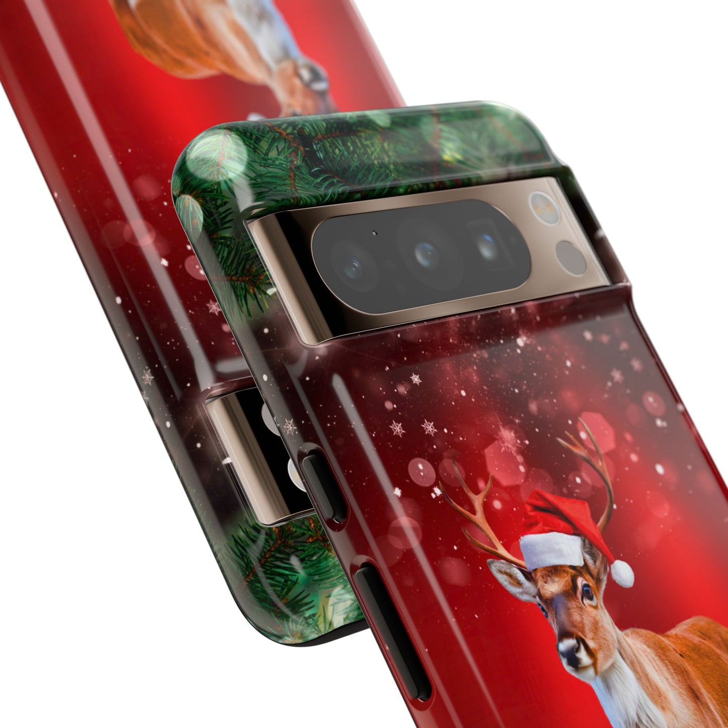 Festive Reindeer No.1 – Santa Hat with Holiday Lights Design for iPhone, Samsung & Google Models