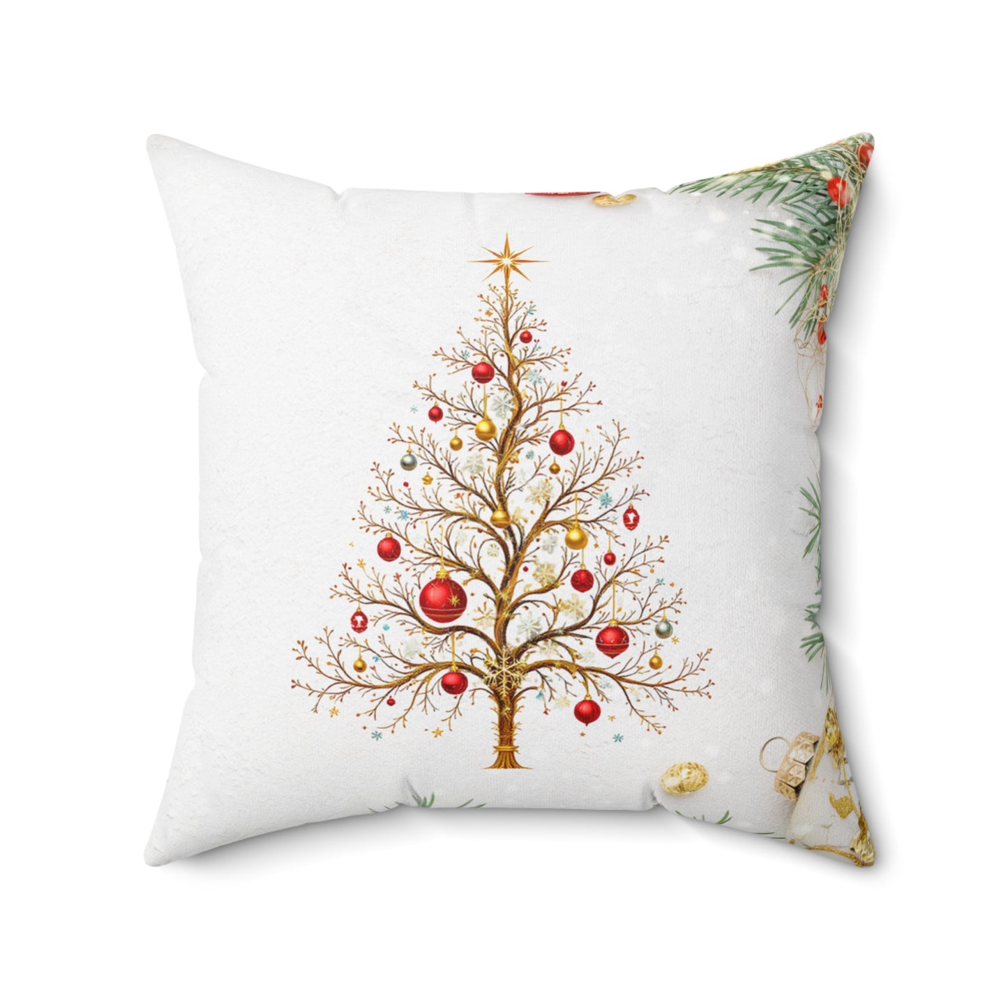 Elegant Christmas Tree Pillow – Minimalist Golden Holiday Charm