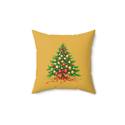 Elegant Christmas Tree Pillow – Festive Red and Gold Holiday Décor