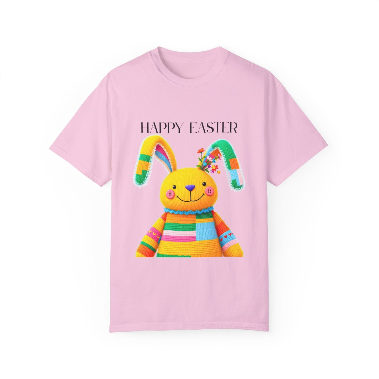 Comfort Colors 1717 Unisex Garment-Dyed T-shirt - Patchwork Bunny Bliss – Knitted Toy Happy Easter
