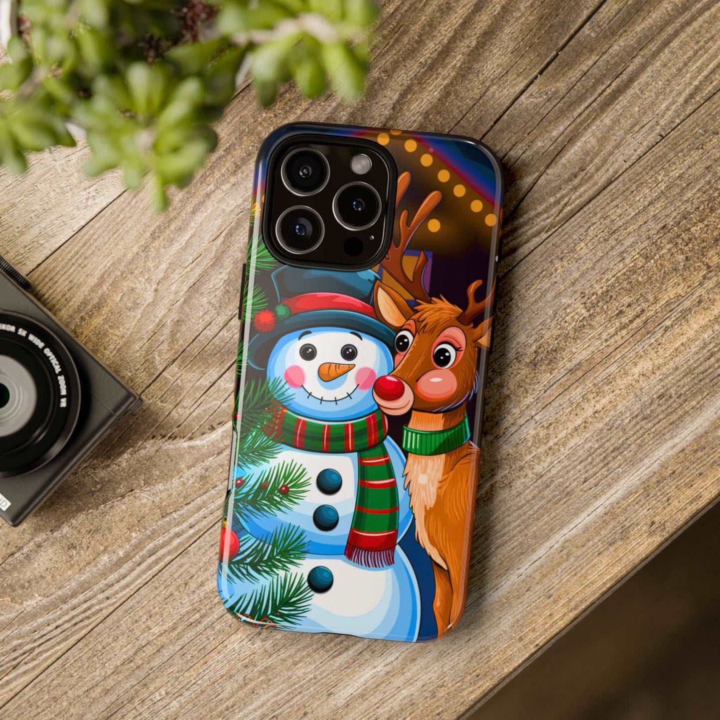 Festive Snowman and Reindeer Christmas Phone Case