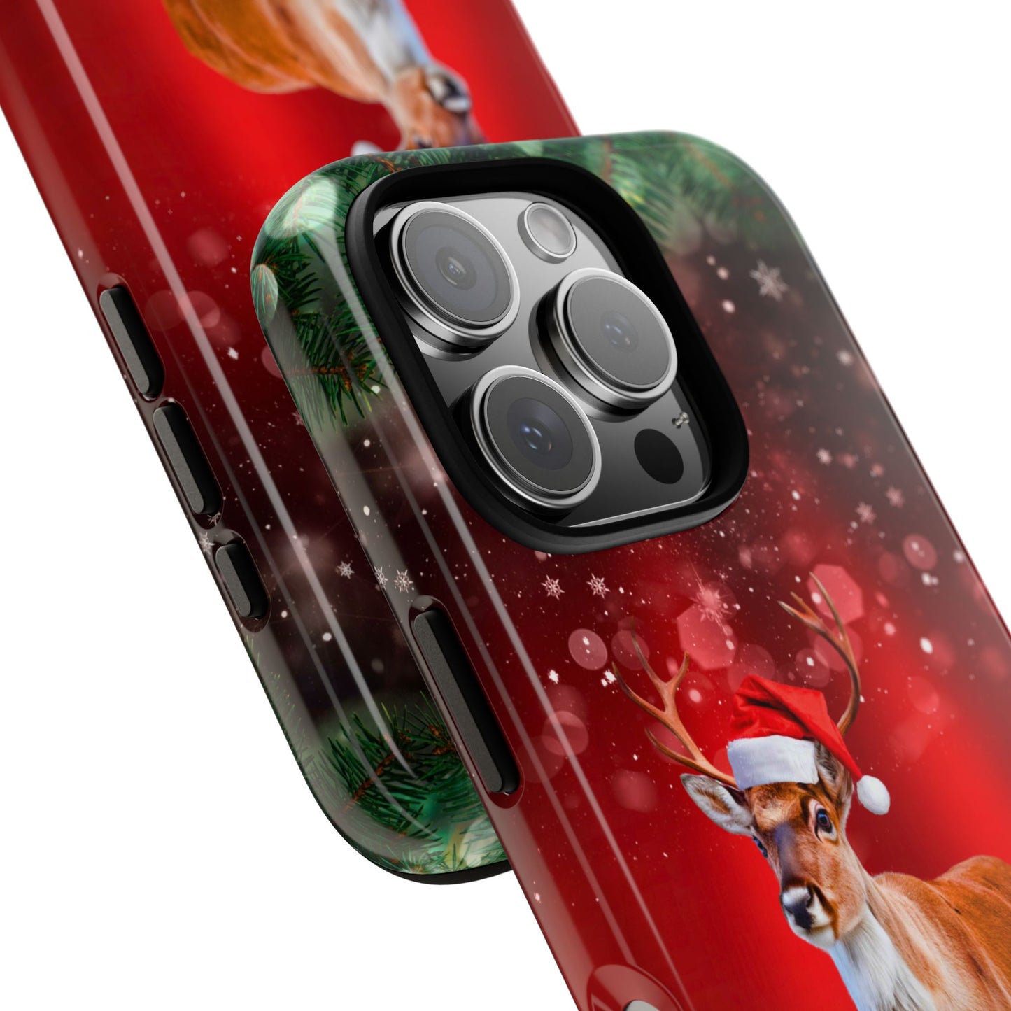 Festive Reindeer No.1 – Santa Hat with Holiday Lights Design for iPhone, Samsung & Google Models