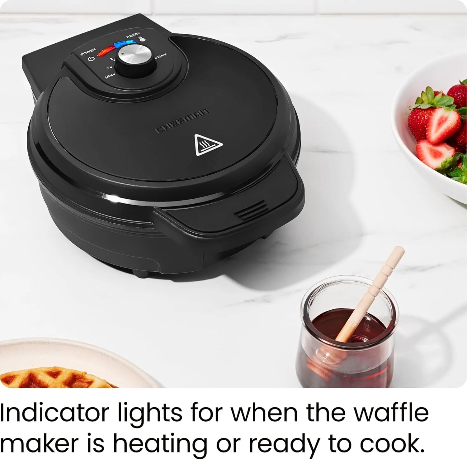 Anti-Overflow Belgian Waffle Maker, Shade Selector, Non-Stick, Black