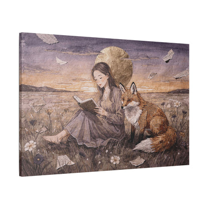 Meadow at Dusk – A Quiet Reading | Storybook Canvas Art
