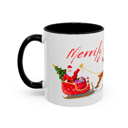 Merrily On High! Santa & Reindeer Mug