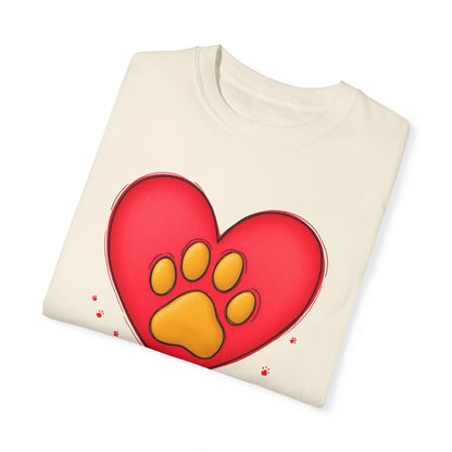 Comfort Colors 1717 Unisex Garment-Dyed T-shirt - "You’re Pawfect!" Adorable Heart and Paw Valentine's Day Design [Color Set 1]