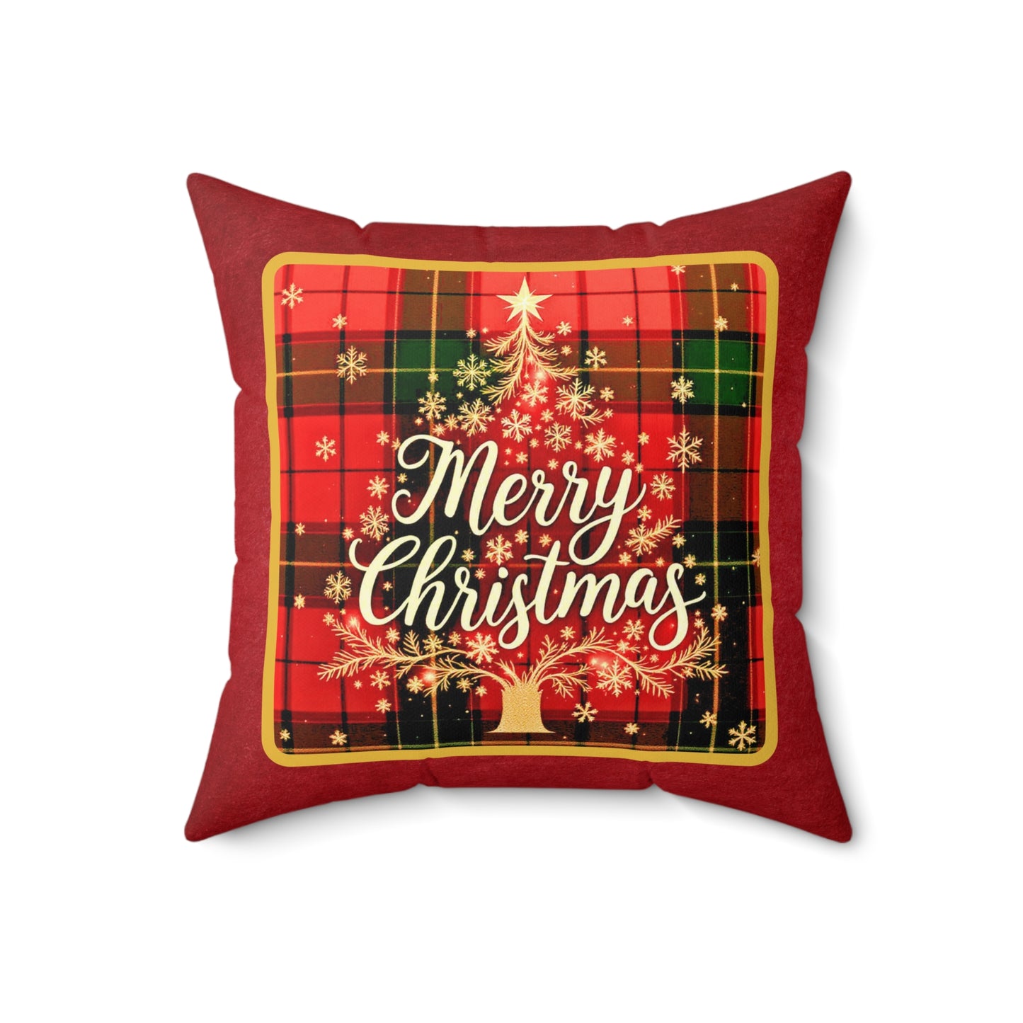 Coussin à carreaux « Joyeux Noël » – Décoration de Noël festive