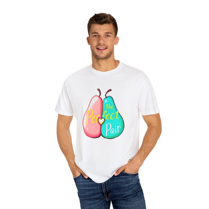 Comfort Colors 1717 Unisex Garment-Dyed T-shirt - "The Perfect Pair" Cute Pear Couple Design (v2)