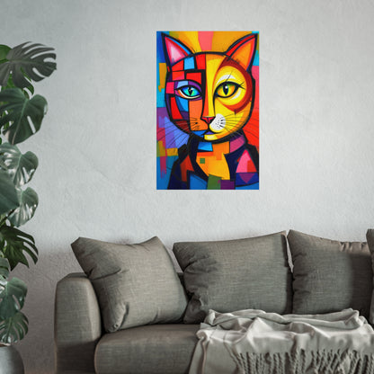 Cubist Cat Portrait - Vibrant Abstract Expression