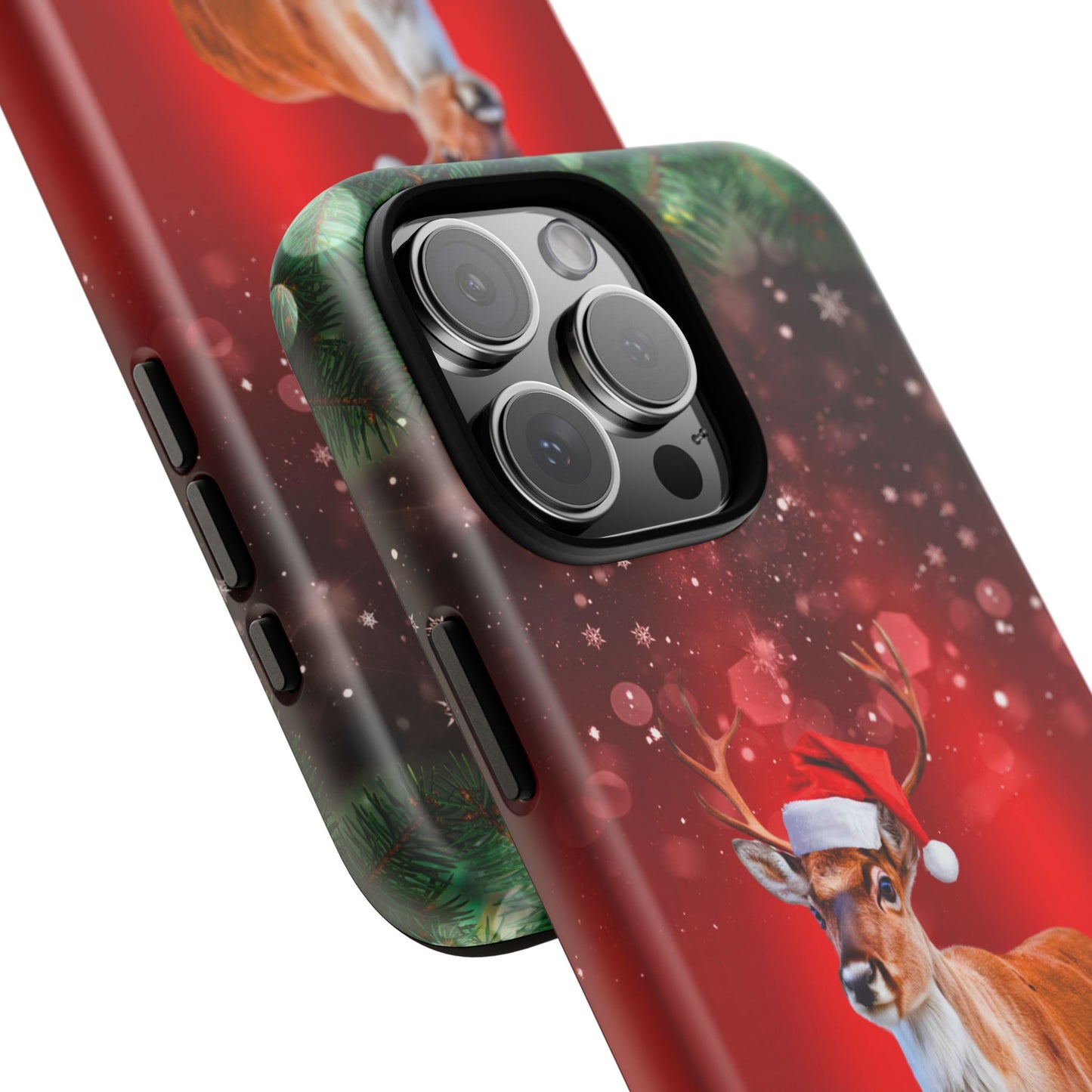 Festive Reindeer No.1 – Santa Hat with Holiday Lights Design for iPhone, Samsung & Google Models