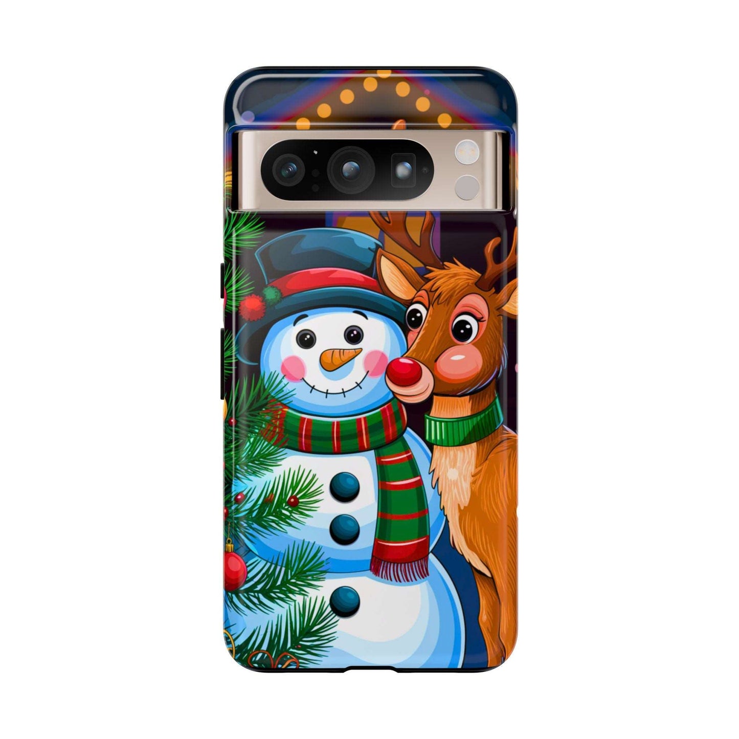 Festive Snowman and Reindeer Christmas Phone Case