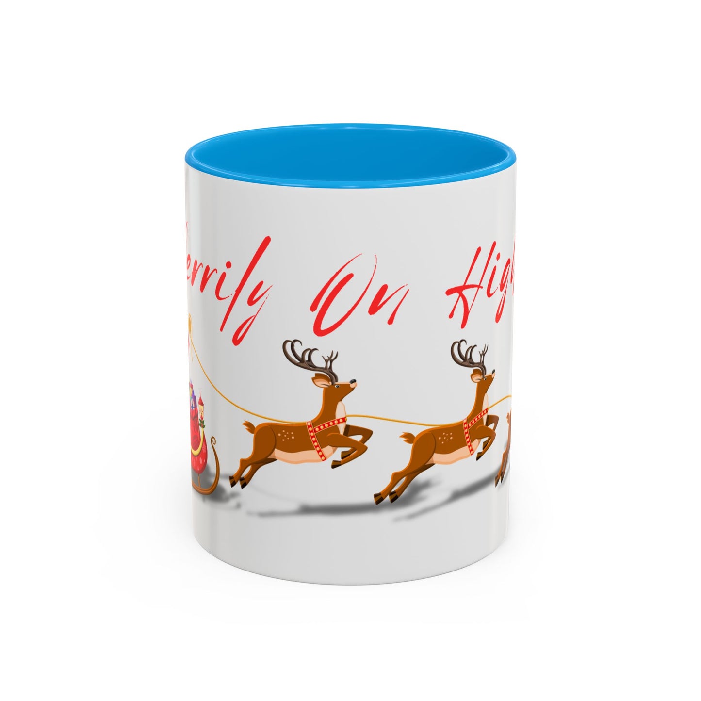 Merrily On High! Santa & Reindeer Mug
