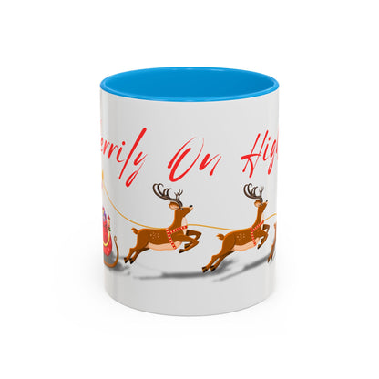 Merrily On High! Santa & Reindeer Mug