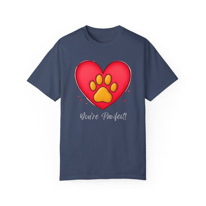 Comfort Colors 1717 Unisex Garment-Dyed T-shirt - "You’re Pawfect!" Adorable Heart and Paw Valentine's Day Design [Color Set 2]