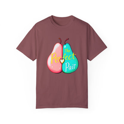 Comfort Colors 1717 Unisex Garment-Dyed T-shirt - "The Perfect Pair" Cute Pear Couple Design (v2)