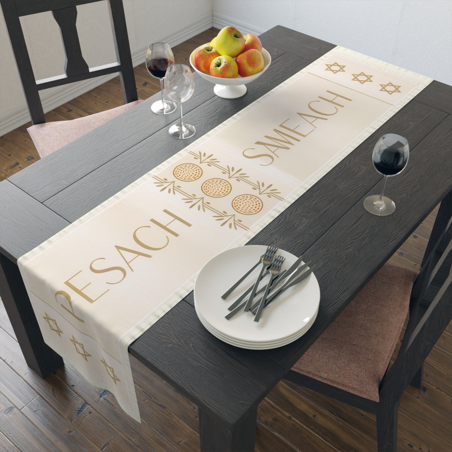 Pesach Sameach Table Runner Collection (v1) — Elegant Passover Seder Table Decor (16×72)