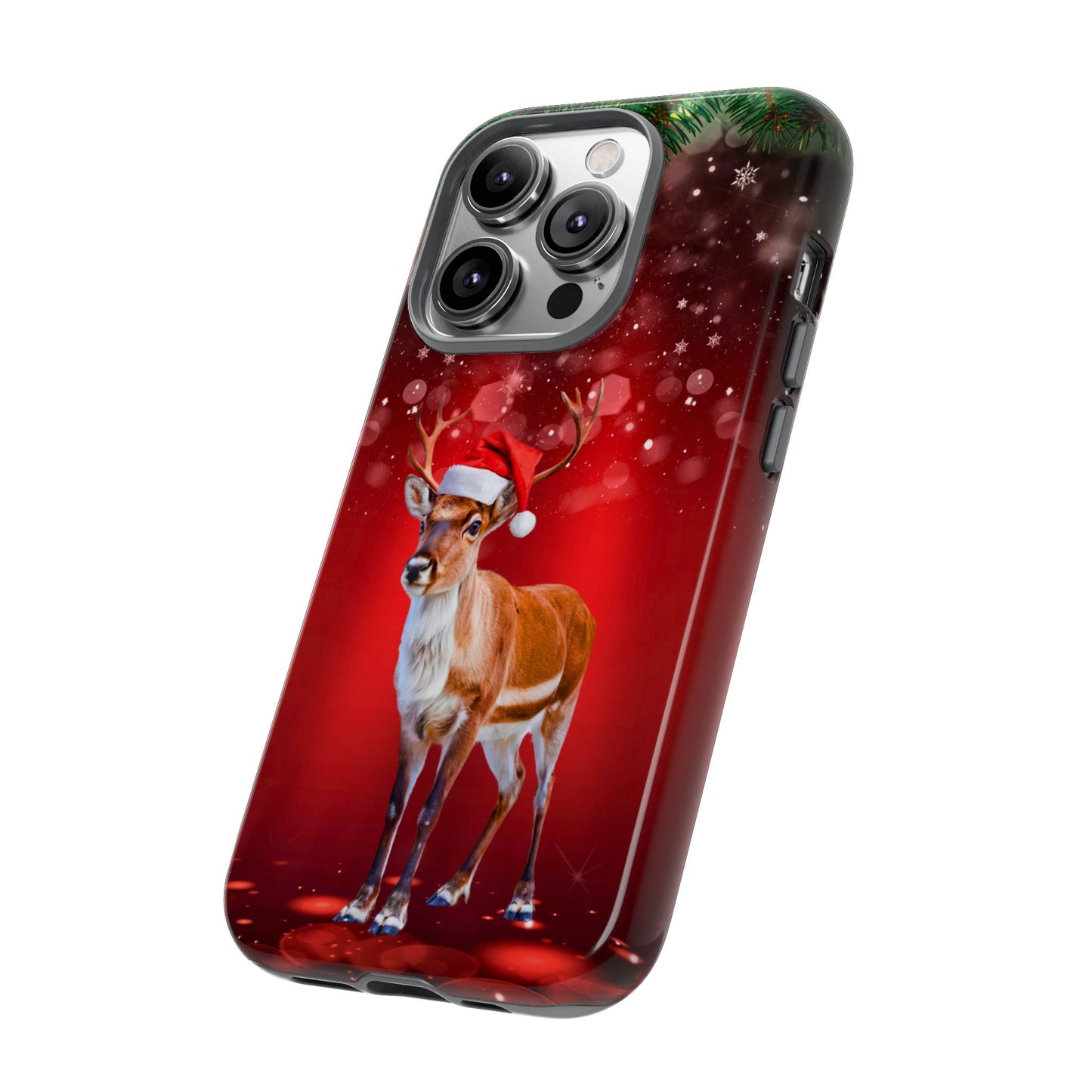 Festive Reindeer No.1 – Santa Hat with Holiday Lights Design for iPhone, Samsung & Google Models