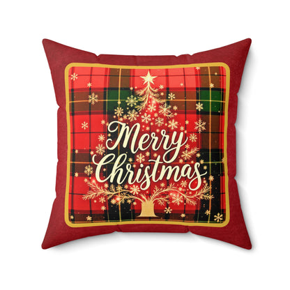 Plaid Merry Christmas Pillow – Festive Holiday Décor
