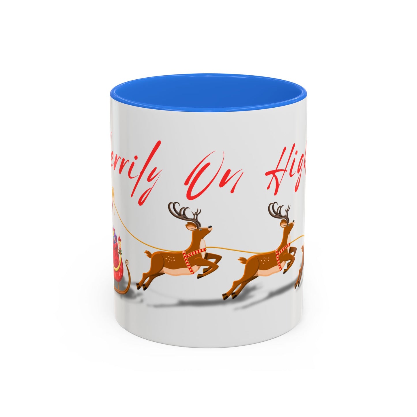 Merrily On High! Santa & Reindeer Mug
