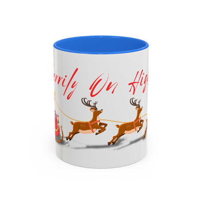 Merrily On High! Santa & Reindeer Mug