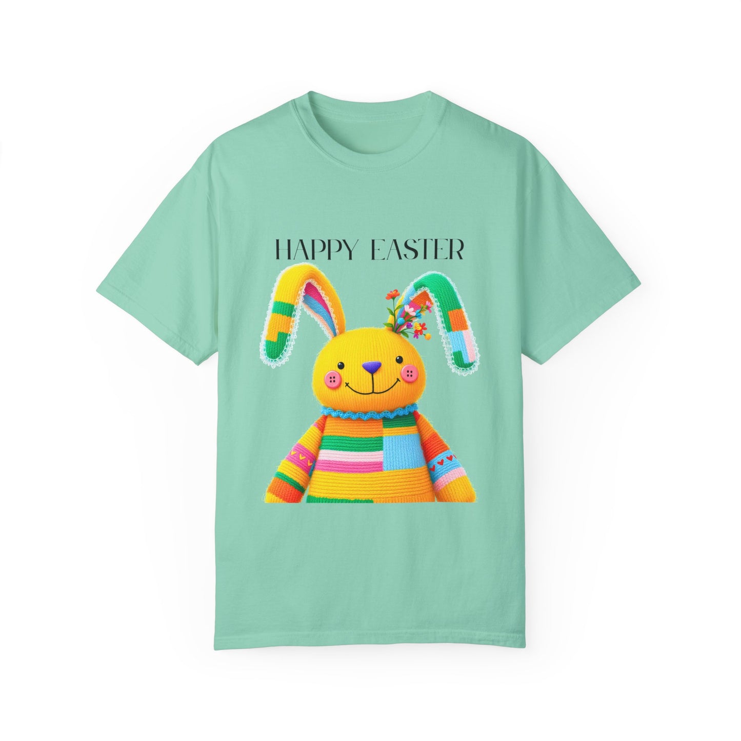 Comfort Colors 1717 Unisex Garment-Dyed T-shirt - Patchwork Bunny Bliss – Knitted Toy Happy Easter