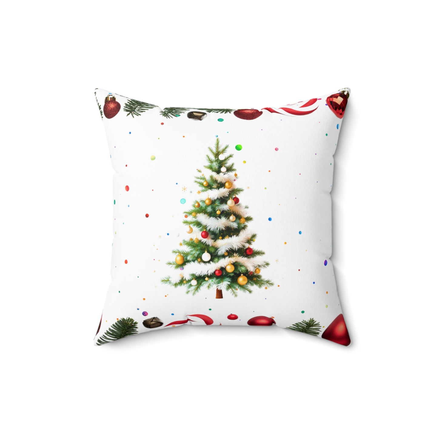 Elegant Christmas Tree Pillow - Candy Cane Border